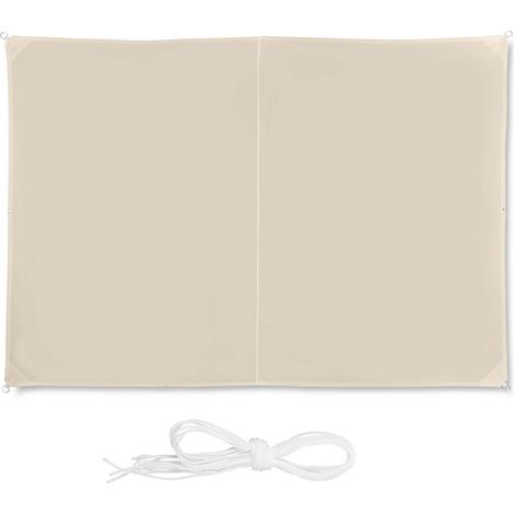 relaxdays Tenda a Vela Rettangolare, Idrorepellente, Anti UV, Corde di Supporto, Terrazza e Giardino, LxP: 2x3 m, Beige (1/5)