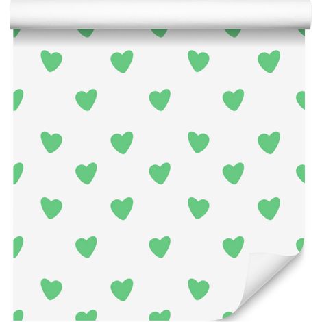 Papier peint Cœur Blanc, Menthe et Vert 50x1000 cm (1/5)