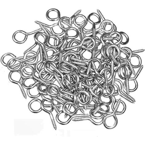 Petite Vis à Œil 300pcs 15x7mm Mini Crochet à Visser Plaqué Chromé (1/5)