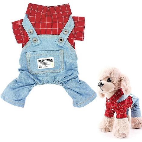 Ropa para perros, vaqueros lavados, tirantes, camisa para mascotas (1/5)
