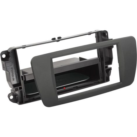 Kit Facade autoradio 2DIN compatible avec Seat Ibiza restyle ap10 Avec vide poche Induction Qi Gris Tuam