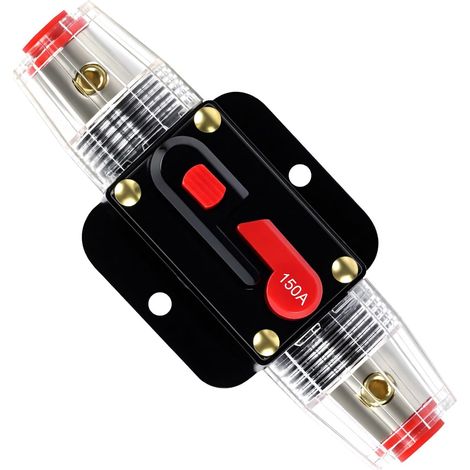 Fusible de Réinitialisation de Disjoncteur en Ligne 150A, Disjoncteur de Voiture 12V-24V DC 150A avec Réinitialisation Manuelle pour La Protection du Système Audio de Bateau Voitures (1/5)