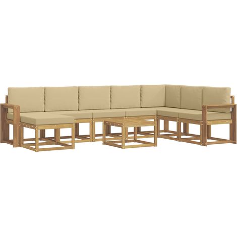 Set di divani da esterno 9 pz 8-Posti Bianco e Beige vidaXL (1/5)
