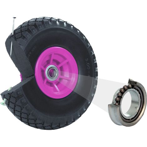 Sackkarrenrad Vollgummi 260x85 mm 3.00-4 60 mm Nabenlänge PU Bollerwagenrad Nabenversatz pink (1/5)