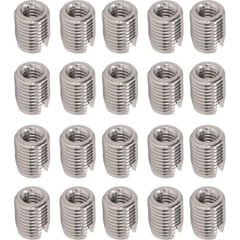 20 inserts filetés auto-taraudeurs en acier inoxydable 302, douilles taraudées fendues mâle/femelle, vis métalliques M3x0,5 et M5x0,5, longueur 6 mm (1/5)