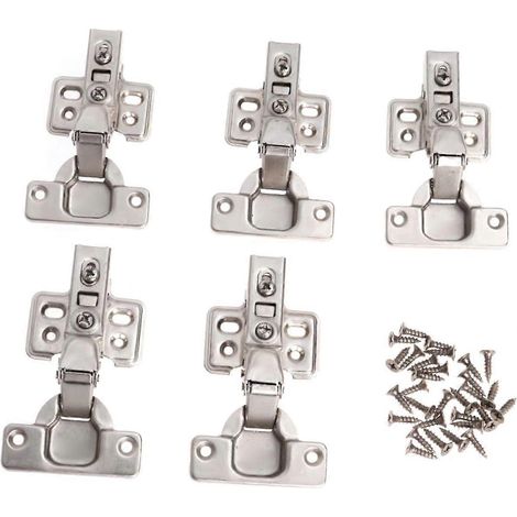 Lot de 5 charnières hydrauliques en acier épais pour meubles, robustes et résistantes. (1/5)