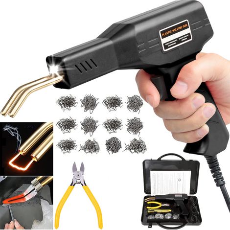 Soudeuse pour plastique, kit de soudure pour plastique avec agrafeuse thermique de 200 pièces, kit de réparation de pare-chocs de voiture,noir (1/5)