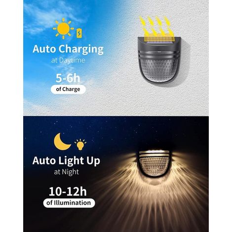 Lampada solare, luce solare per esterni, luce solare a LED per esterni, 2 modalità e impermeabile IP54, luci solari decorative da parete (confezione da 6) (1/3)