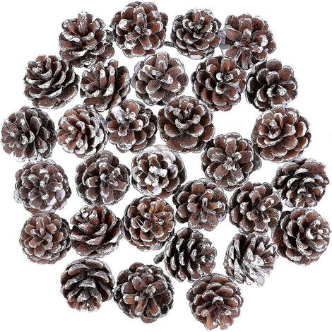 30 piezas de mini piñas navideñas de 3-4 cm, piñas navideñas, piñas blancas de Navidad, otoño, Día de Acción de Gracias, Navidad (1/5)