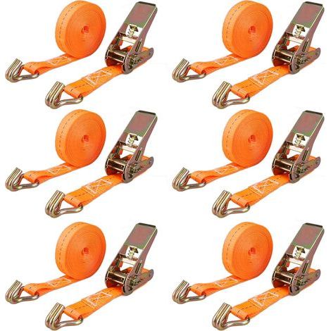 6-Piece Ratchet Strap, 5M x 25MM, Hooks, 1000 kg, Load Securing, Camping, Luggage Handling (1/5)