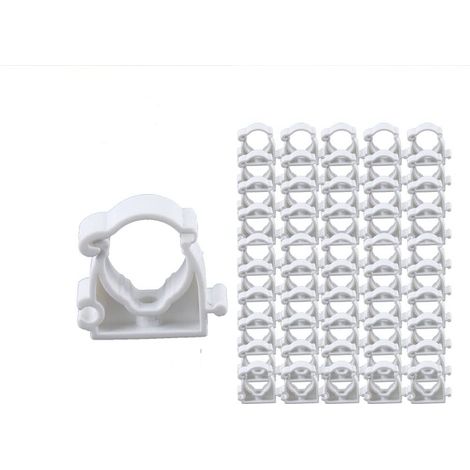 Lot de 50 colliers de serrage de 16 mm pour tuyau d'eau en PVC - Clips fixes pour tuyau de gaz - Clips de filetage en plastique - Boucle fixe - Blanc (1/5)