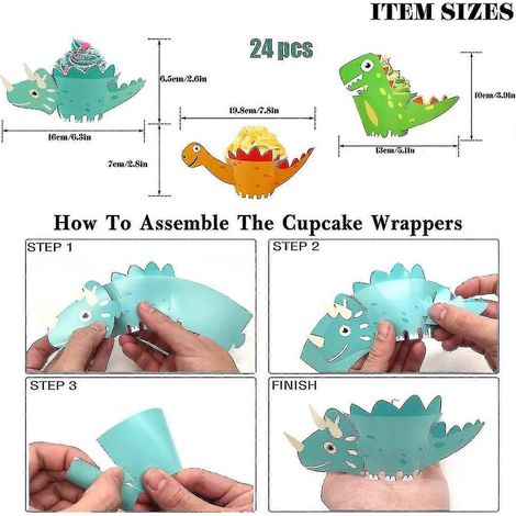 Papier d'emballage pour gâteau dinosaure, boîte à muffins dinosaure, décoration de gâteau, décoration de gâteau d'anniversaire dinosaure pour enfants, fête d'enfants, naissance sur le thème des dinosa (1/5)