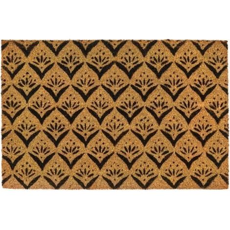 Lot de 2 paillasson, tapis de porte en fibre de coco coloris marron-noir-Longueur 60 x Profondeur 40 x Hauteur 1.5 cm (1/3)