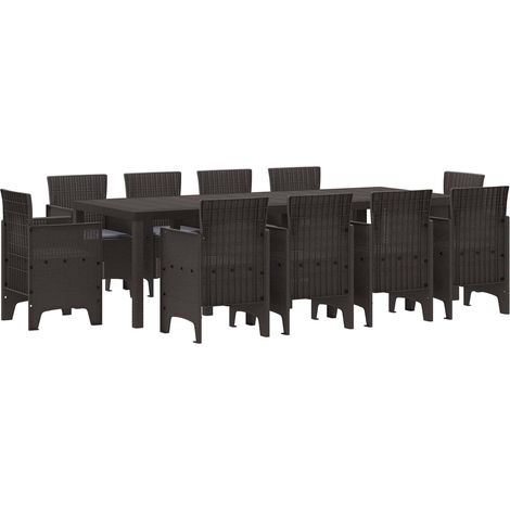 Maison Exclusive - Set da Pranzo per Giardino 11 pz Marrone Polipropilene (1/5)