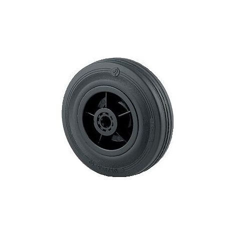 Roue polypropylène bandage caoutchouc, diamètre 200 mm, alésage 25 mm, charge 205 kg - Tente
