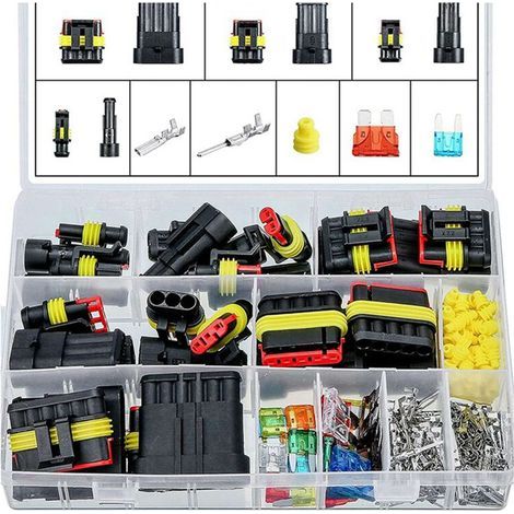 Lot de 240 connecteurs électriques automobiles de 1 à 6 broches, clips de faisceau de câbles, bornes, connecteurs de câbles HID, bornes adaptées aux scooters et aux camions. (1/5)