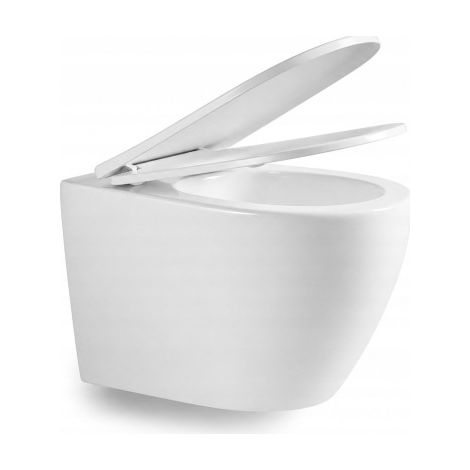 Toilette suspendue Pureline Fluxa Tornado 49 x 36 cm avec abattant, sans WC, blanche (1/5)