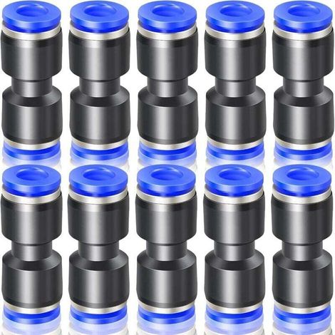 Raccordi pneumatici a innesto rapido blu, diametro esterno 10 mm (PU-10) - Crezuo