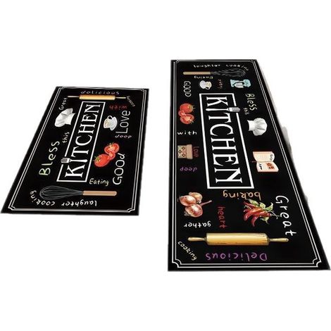 Tapis de cuisine antidérapant 2 pièces, imperméable (40x60cm+40x120cm) (1/5)