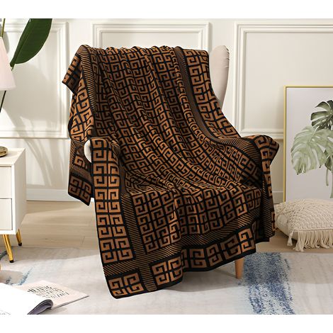 1 pièce 125x170 cm couverture adaptée doux durable confortable tricotée couverture de jet noir café au canapé chaise repos et sieste (1/5)