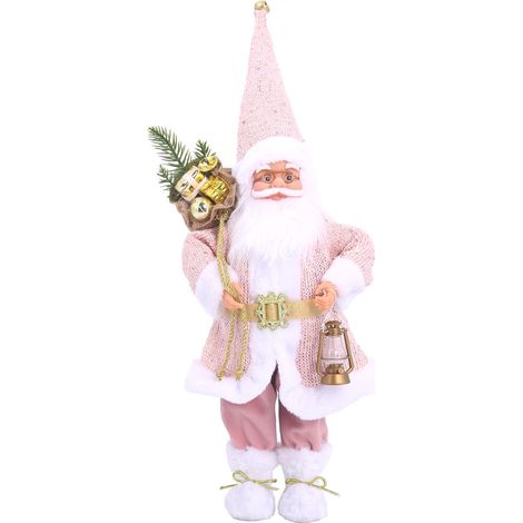 MAURY'S FUORIPORTA NATALIZIO BABBO NATALE CON VESTITO ROSA E SACCO DA 50 CM (1/2)