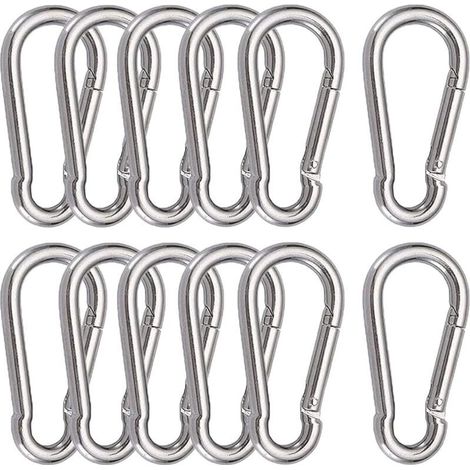12 Pièces Mousquetons M6 Mousqueton INOX 304 Crochet Mousqueton Boucle à Ressort pour Suspendre Crochet Fixe 60 x 6 mm (1/5)