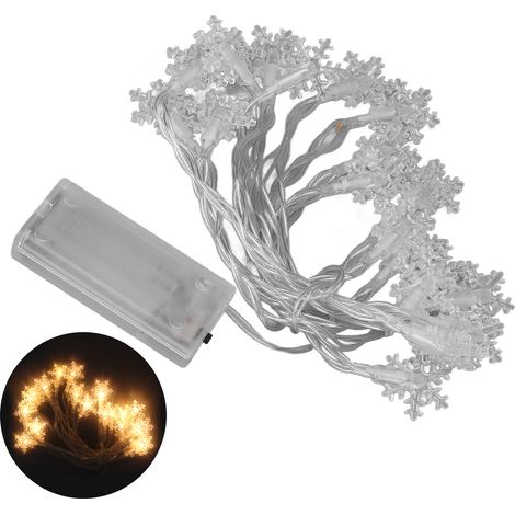 Guirlande LED 20 Flocons de Neige Lumineux pour Sapin de Noël, Décorations Festives, 2 Mètres, Blanc Chaud, Intérieur et Extérieur (1/5)
