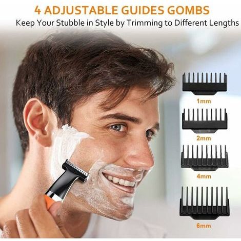 FOREHILL Tondeuse à barbe pour homme lavable USB Rechargeable sans fil rasoir électrique pour homme visage/corps tondeuse à barbe (1/4)