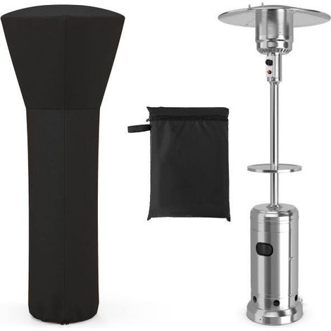 Housse pour chauffage de terrasse extérieur avec fermeture éclair et sac de rangement - noir (1/5)