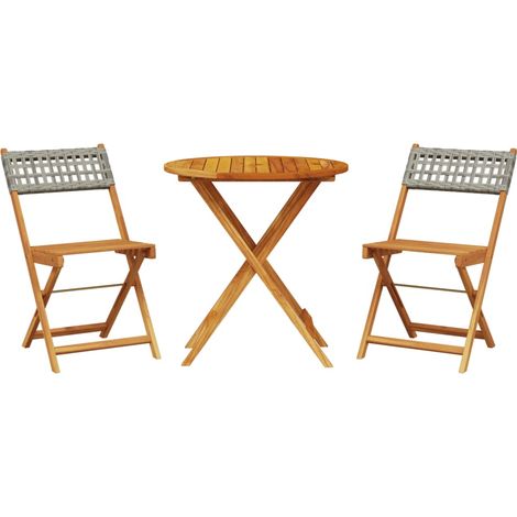 Maison Exclusive - 3-tlg. Bistro-Set Grau Poly Rattan und Massivh
