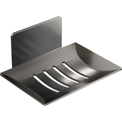 Porte-savon mural, porte-savon de douche auto-adhésif en acier inoxydable, peut contenir des éponges, des brosses et du savon (1/5)