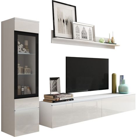 Conjunto de salón Mirfivo 100, Blanco + Blanco brillante