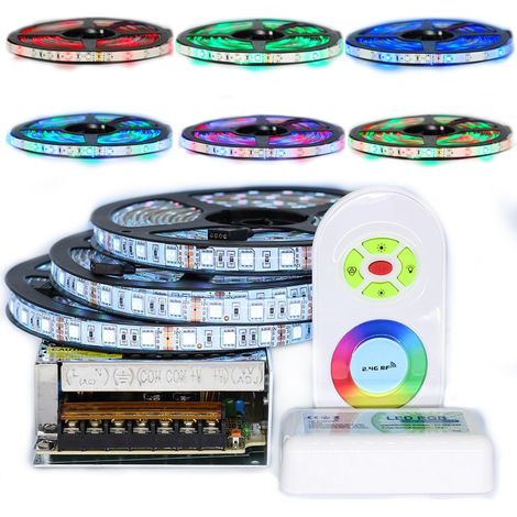 Sysled – Kit ruban LED 5050 RGB 15 mètres – 60 LED/m – Étanche IP65 pour intérieur et extérieur – Transformateur et télécommande inclus (1/4)