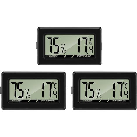 Mini thermomètre-hygromètre numérique LCD portable avec affichage pour la cuisine, le bureau, les humidificateurs et les incubateurs pour reptiles (lot de 3) (1/5)