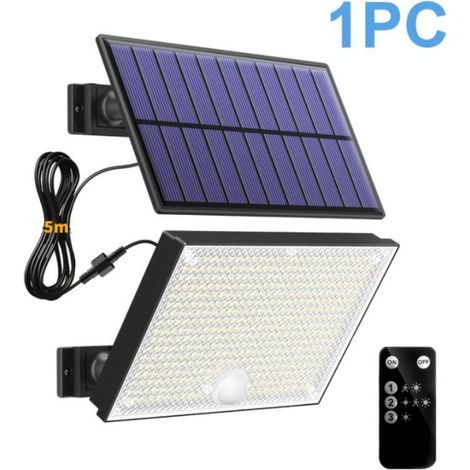 Lampe Solaire Exterieur Detecteur de Mouvement avec Télécommande, Lumiere Solaire IP65 Étanche Spot Solaire, 3 Modes Eclairaget Solaire (1/5)