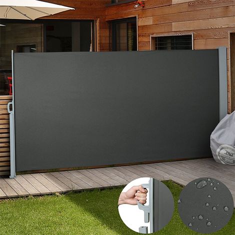 Grey 300x160cm Outdoor Retractable Privacy Side Awning