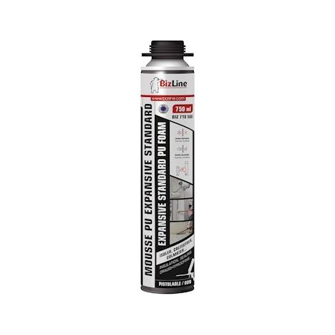 mousse pu - expansive - standard - pistolable - jaune - 750 ml - bizline 710588