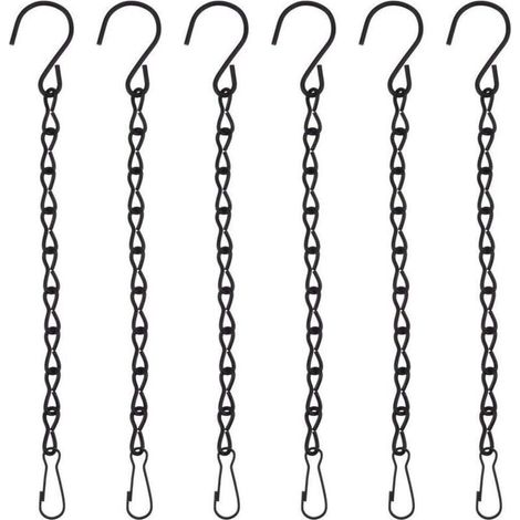 6 pezzi Catena di Sospensione, Catena in Metallo per Cesti e Vasi da Fiori, Porta Piante per Interni o Esterni, Decorazione da Giardino con Sospensione Macramé (Nero) (1/4)