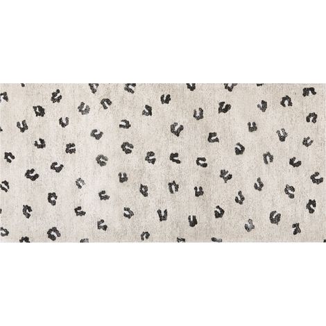 Alfombra de algodón beige claro negro 80 x 150 cm patrón animal manchas Afis