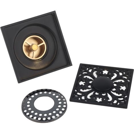Antique European Style Square Floor Drain in Copper and Stainless Steel, Odor and Insect Resistant, for Bathroom and Kitchen (1/5)