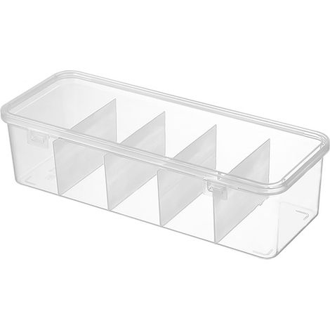 Coffret de rangement multifonction 5 compartiments accessoires cheveux élastiques barrettes en PP transparent pour filles 1 pièce (1/4)