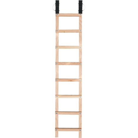 Hailo – Échelle plate de toit en bois épicéa traité – 2m – 8 échelons plats espacés de 25cm – Charge max 150kg – Charnières en aluminium avec broches de sécurité