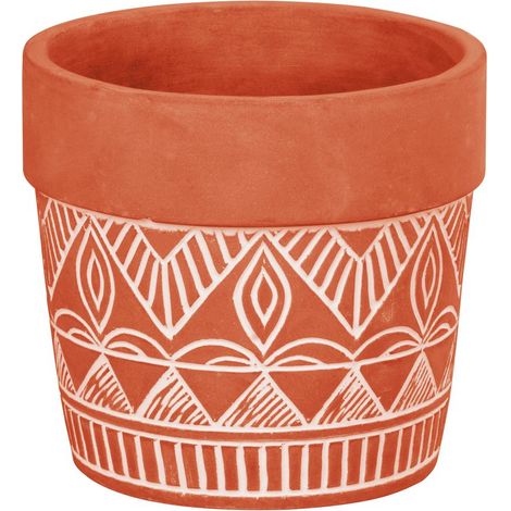 Dekoration MagicHome, Blumentopf mit Mosaik, Terrakotta, Zement, 13,8x13,8x12,5 cm