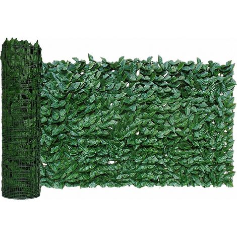 Clôture occultante en lierre artificiel, 99 cm x 400 cm, haies artificielles, panneau mural végétal pour jardin, balcon, terrasse, feuilles de vigne vertes et colorées (1/5)
