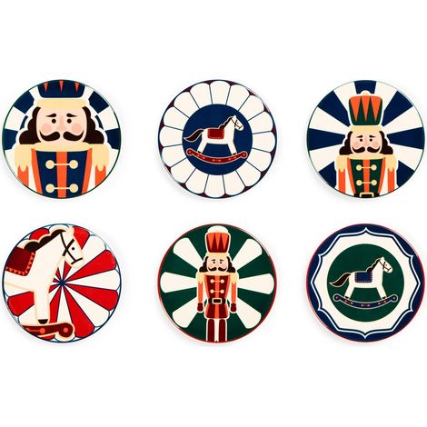 Lot de 6 sous-verres, céramique et liège, diamètre 10,5 cm (1/5)