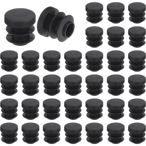 36 pezzi di tappi terminali rotondi in plastica, tappi terminali per tubi neri, 14 mm (0,55 pollici) per gambe di mobili, protezione antiscivolo per sedie, divani, tavoli, scaffali (1/4)