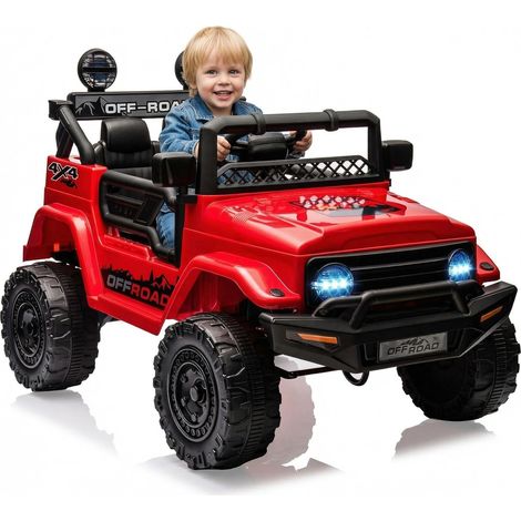 12V Voiture Électrique pour Enfants avec Télécommande, Convient pour 2 Enfants, Suspension à Ressorts, Démarrage Progressif, 3 Vitesses, LED, Bluetooth(Rouge)