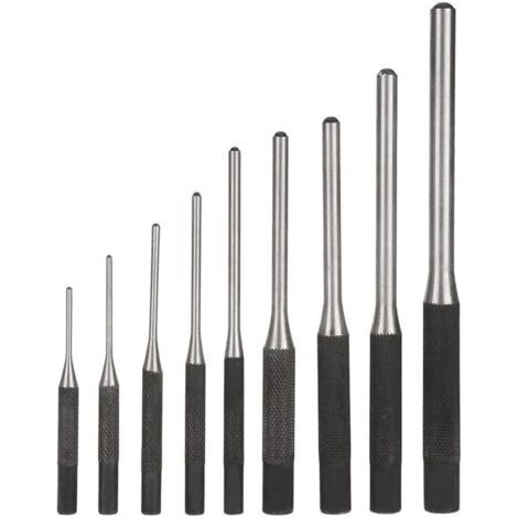 9PCS Poinçon Jeu de Chasse-goupilles En Acier Durable Professionnel, Outil à Main Ingénierie Mécanique，le noir， (1/5)