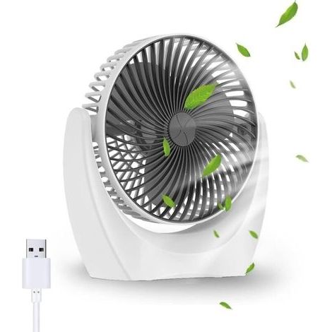 ventilateur de bureau USB, ventilateur silencieux portable, mini ventilateur puissant, 3 Vitesse petit ventilateur table pour La Chambre, bureau, domair,cuisine(Rotation 360°,Alimenté par US (1/4)