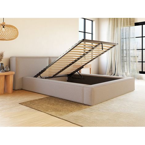 Lit coffre 140 x 190 cm - Tissu - Beige - TIMANO (1/4)